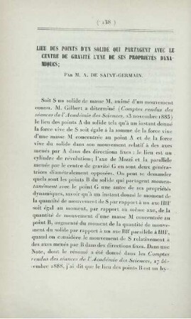Lieu des points d'un solide qui partagent avec le centre de gravité l'une de ses propriétés dynamiques.