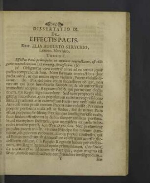 Dissertatio IX. De effectis pacis.
