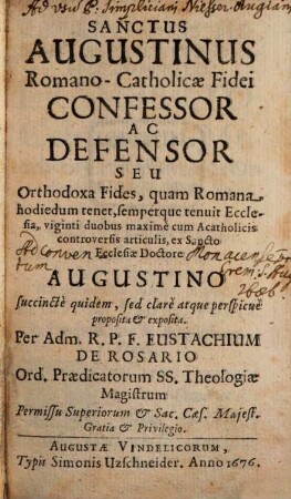 Orthodoxa fides : ex S. Augustino proposita 22 articulis