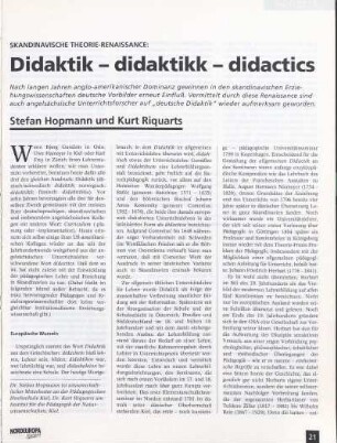 Skandinavische Theorie-Renaissance: Didaktik - didaktikk - didactics