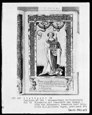 Welfenchronik — Beata Gemahlin Heinrichs mit dem Goldenen Pflug, Folio 15recto