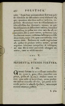 Cap. V. De Prudentia Utendi Fortuna