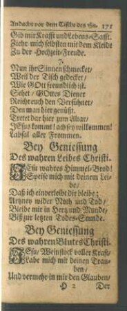 Bey Geniessung Des wahren Leibes Christi