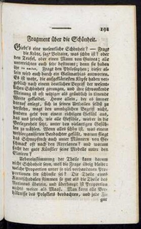 Fragment über die Schönheit