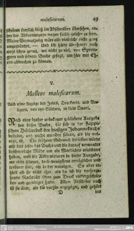 V. Malleus maleficarum