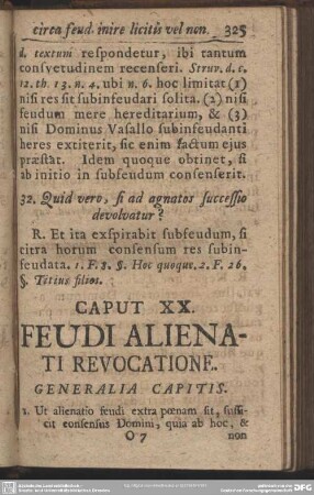 Caput XX. Feudi Alienati Revocatione