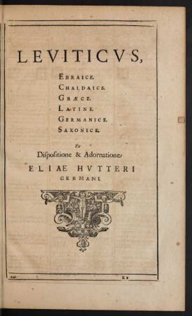 Leviticus, Ebraice. Chaldaice. Graece. Latine. Germanice. Saxonice.