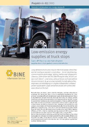 Low-emission energy supplies at truck stops. Fuel cell onboard power supply.