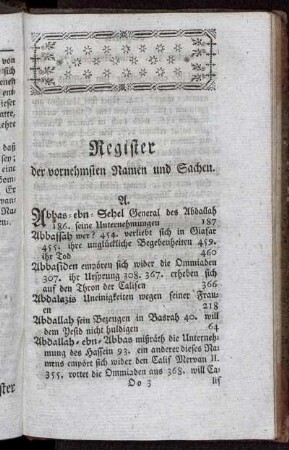 Register der vornehmsten Namen und Sachen