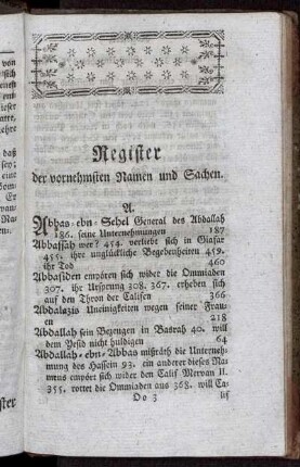 Register der vornehmsten Namen und Sachen