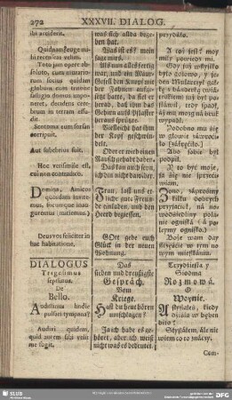 Dialogus Trigesimus septimus. De Bello