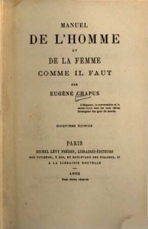 Manuel de l'homme et de la femme comme il faut
