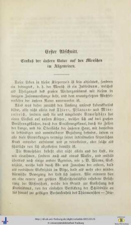 Erster Abschnitt. Einfluß der äußeren Natur auf den Menschen im Allgemeinen