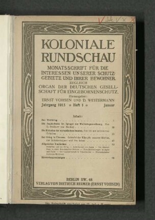 [7.]1915: Koloniale Rundschau : Zeitschr. für koloniale Länder-, Völker- u. Staatenkunde ; Zeitschr. für d. gesamte Eingeborenenwesen