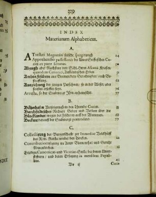 Index Materiarum Alphabeticus.