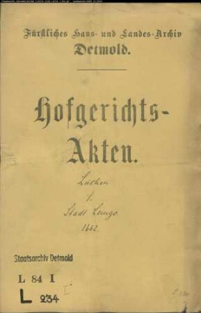 Lücke, Hermann gegen Stadt Lemgo - Schuldforderung