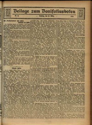 Zweite Ausgabe vom Sonntag, den 12. März 1916.