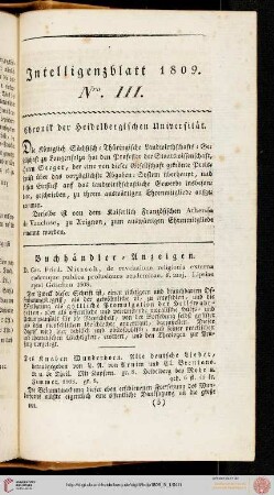 Intelligenzblatt Nro. III