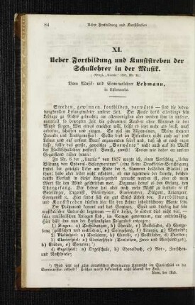 Ueber Fortbildung und Kunststreben der Schullehrer in der Musik : (vergl. "Urania" 1858, Nr. 12)