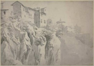 Häuser auf hohen Felsen