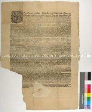 Patent von Georg Rudolf Herzog von Liegnitz gegen Gewalt, unsittliches und sündhaftes Verhalten