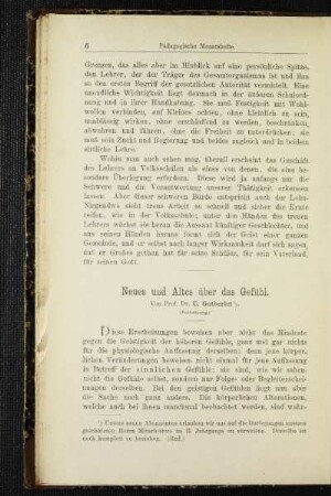 Neues und Altes über das Gefühl : (Fortsetzung)