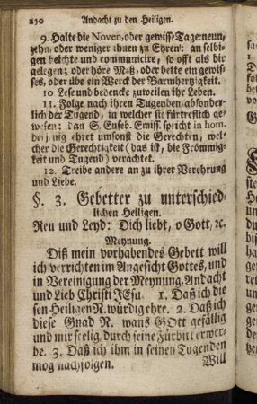 §. 3. Gebetter zu unterschiedlichen Heiligen.