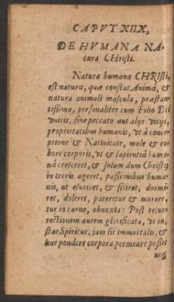 Caput XIIX, De Humana Natura Christi.