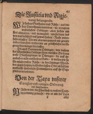 Die Justitia und Regierung belangende.