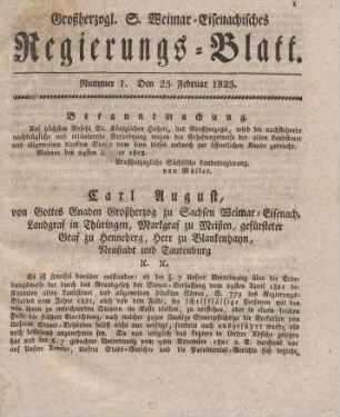 Nr. 1 : 25. Februar 1823