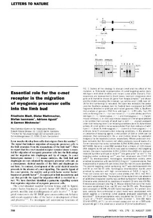 Essential role for the c-met receptor in the migration of myogenic precursor cells into the limb bud