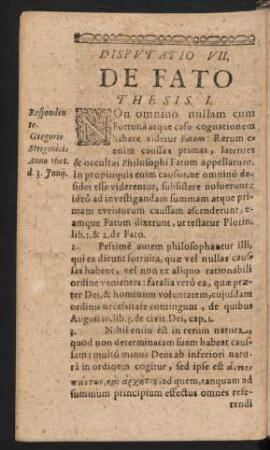 Disputatio VII. De Fato.