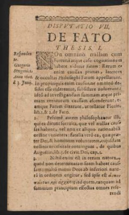 Disputatio VII. De Fato.