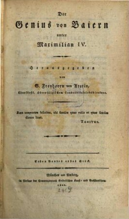 Der Genius von Baiern unter Maximilian IV, 1. 1802/04