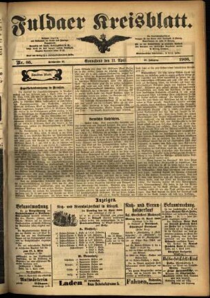 Zweite Ausgabe vom Samstag, den 11. April 1908.