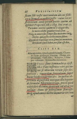 Caput XIX. Aliarum rerum, vetus loquendi formula