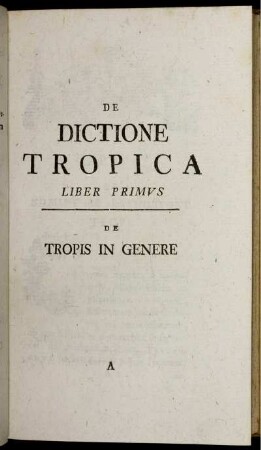 Liber Primus De Tropis In Genere