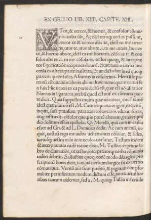 Ex Gellio Lib. XIIII. Capite. XIII.