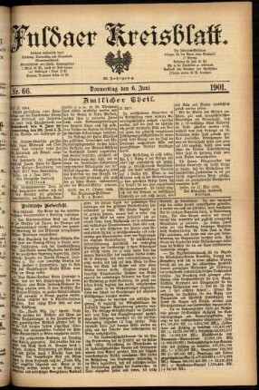 Erste Ausgabe vom Donnerstag, den 06. Juni 1901.