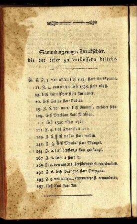 Sammlung einiger Druckfehler, die der Leser zu verbessern beliebe.