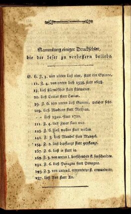 Sammlung einiger Druckfehler, die der Leser zu verbessern beliebe.