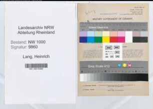 Entnazifizierung Heinrich Lang, geb. 24.07.1895 (Versicherungsbeamter)