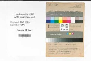 Entnazifizierung Hubert Nolden , geb. 07.09.1890 (Polizist)
