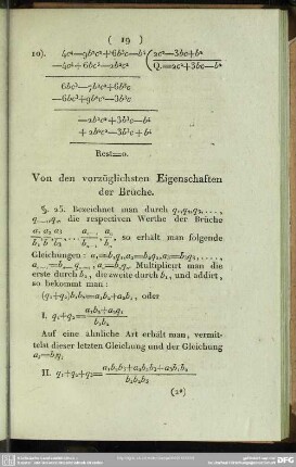 Von den vorzüglichsten Eigenschaften der Brüche