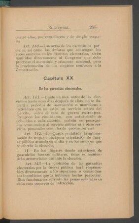 Capítulo XX - De las garantías electorales.