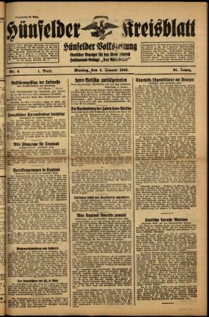 Erste Ausgabe vom Montag, den 08. Januar 1940.