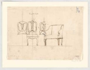 Thiersch, Friedrich von; München; Justizpalast - Sessel (Ansichten); Fauteuil (Perspektive)