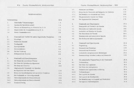 II-III, Inhaltsverzeichnis