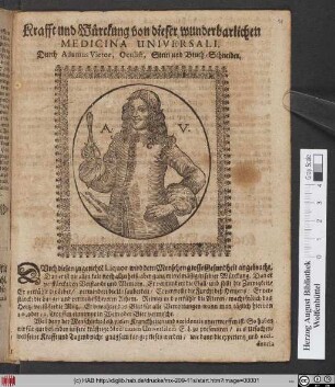 Krafft und Würckung von dieser wunderbarlichen Medicina Universali