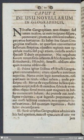 Caput I. De Usu Novellarum In Geographicis